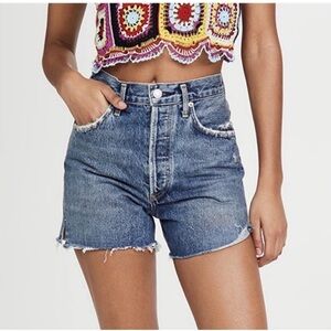 AGOLDE Precision Dee Short High Rise Raw Hem
Cutoff Shorts